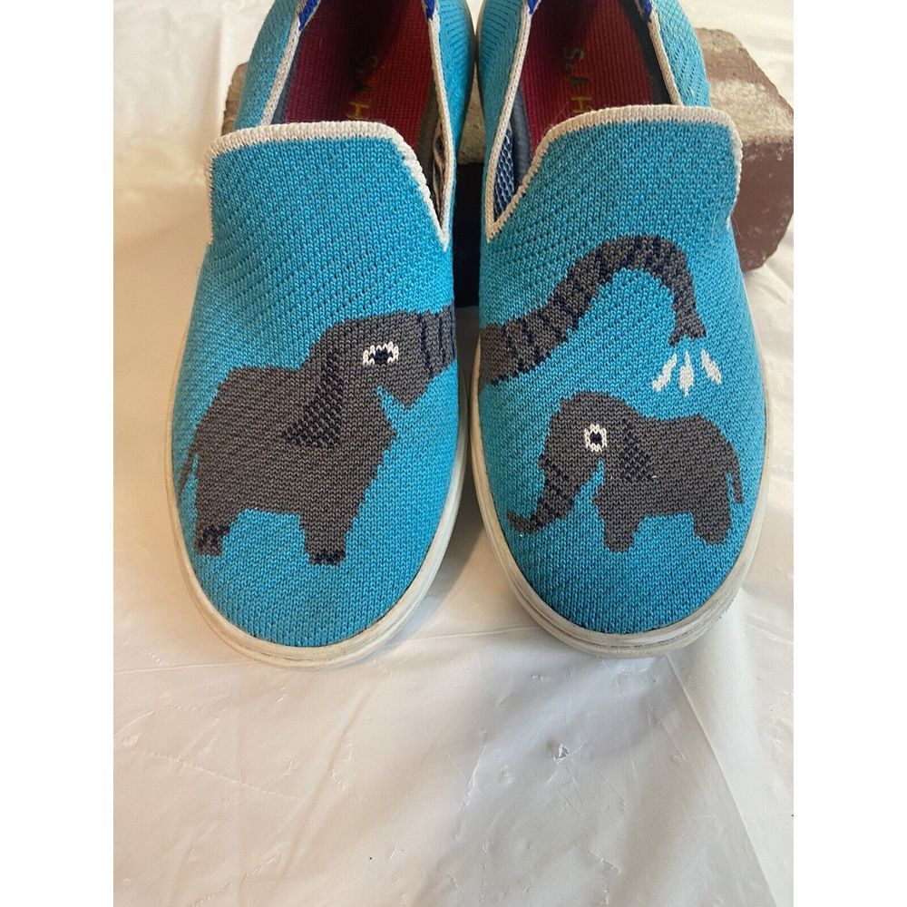 Rothy,s Kids Sneaker Bath Time Elephant‎ Print Fabric Slip On Shoes size 2